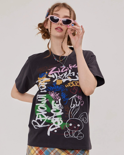 Doodle Style Design Short Sleeve Tee