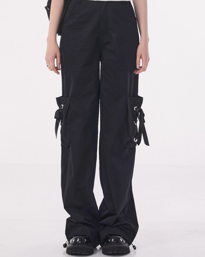 Ribbon Strap Loose Wide Pants