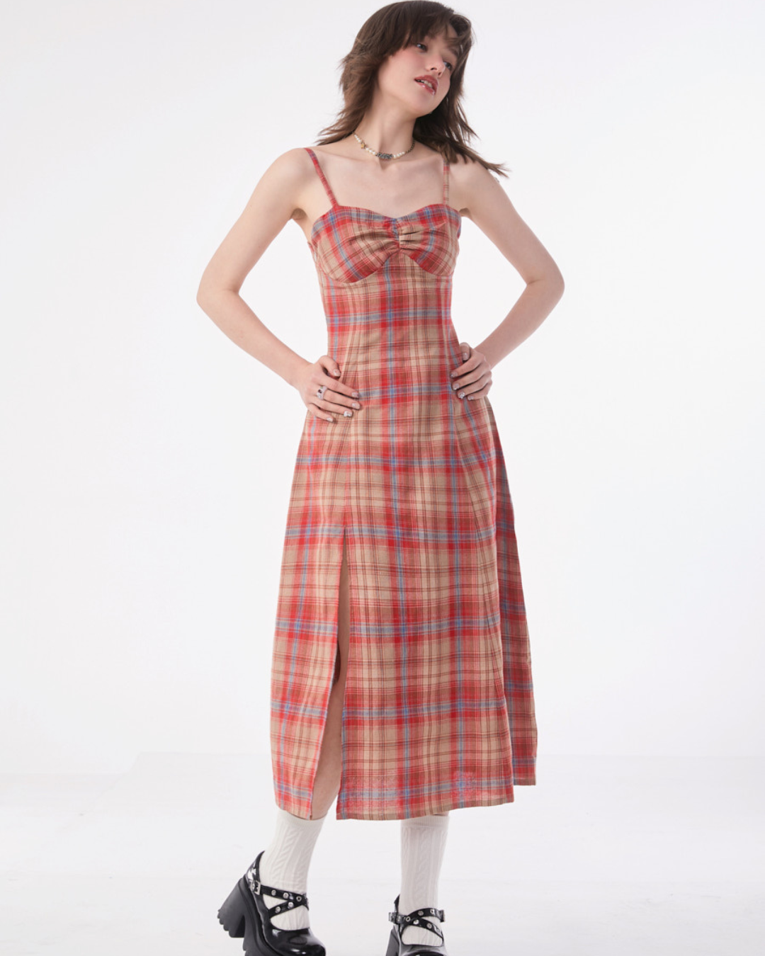 Retro Plaid Camisole -Kleid