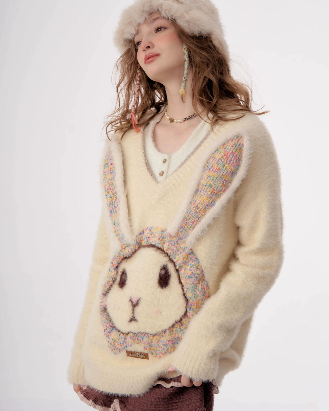 Bunny Girl Apricot Over Knit