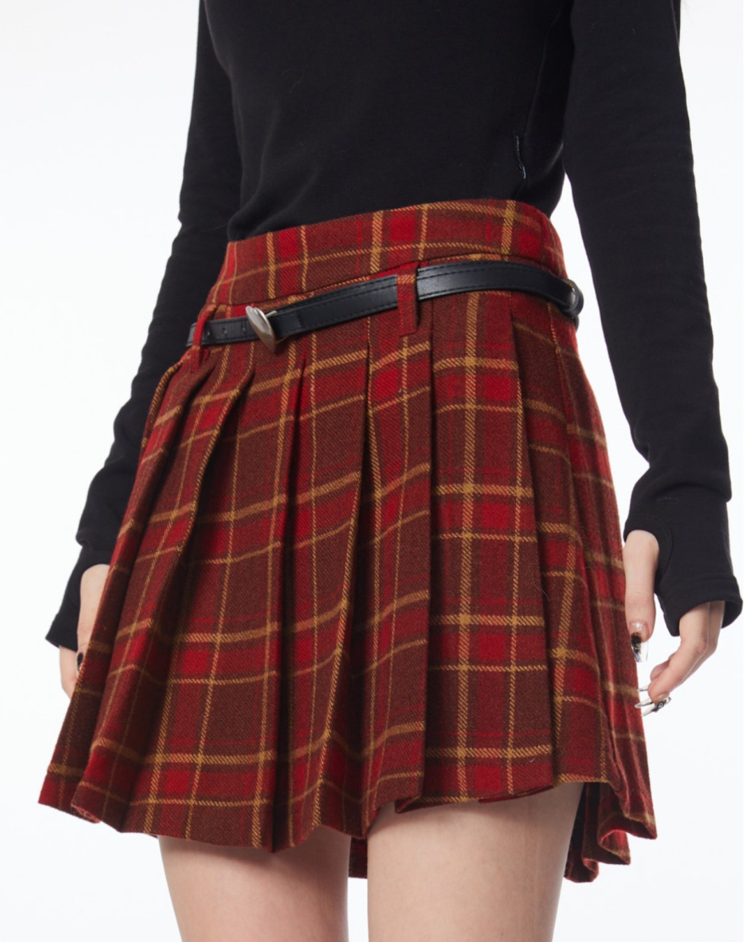 A-shaped Subtotic Pleated Skirt