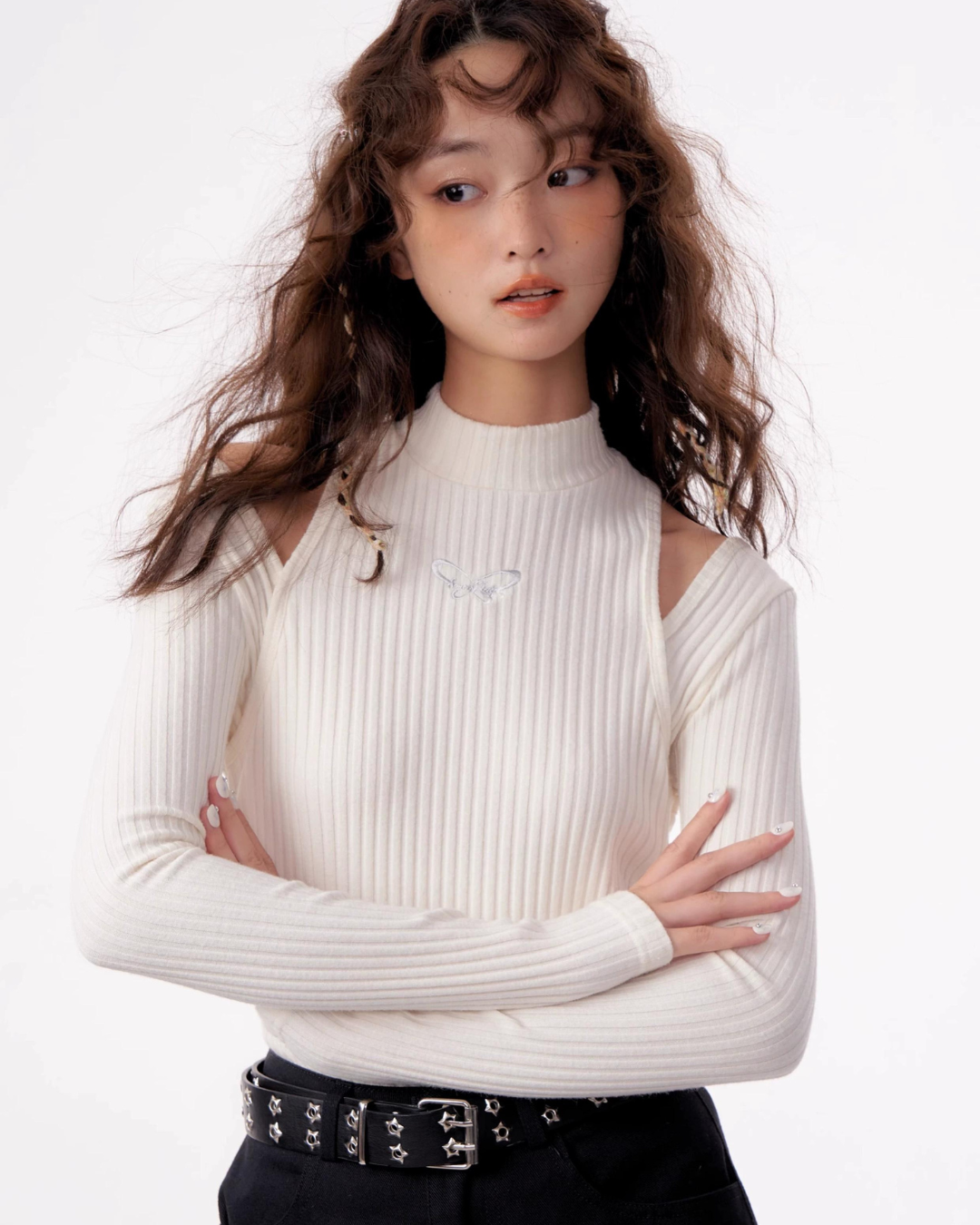 Slit Shoulder Rib Knit