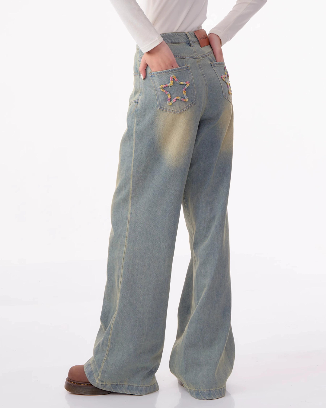 Wash High Waist Wide Denim