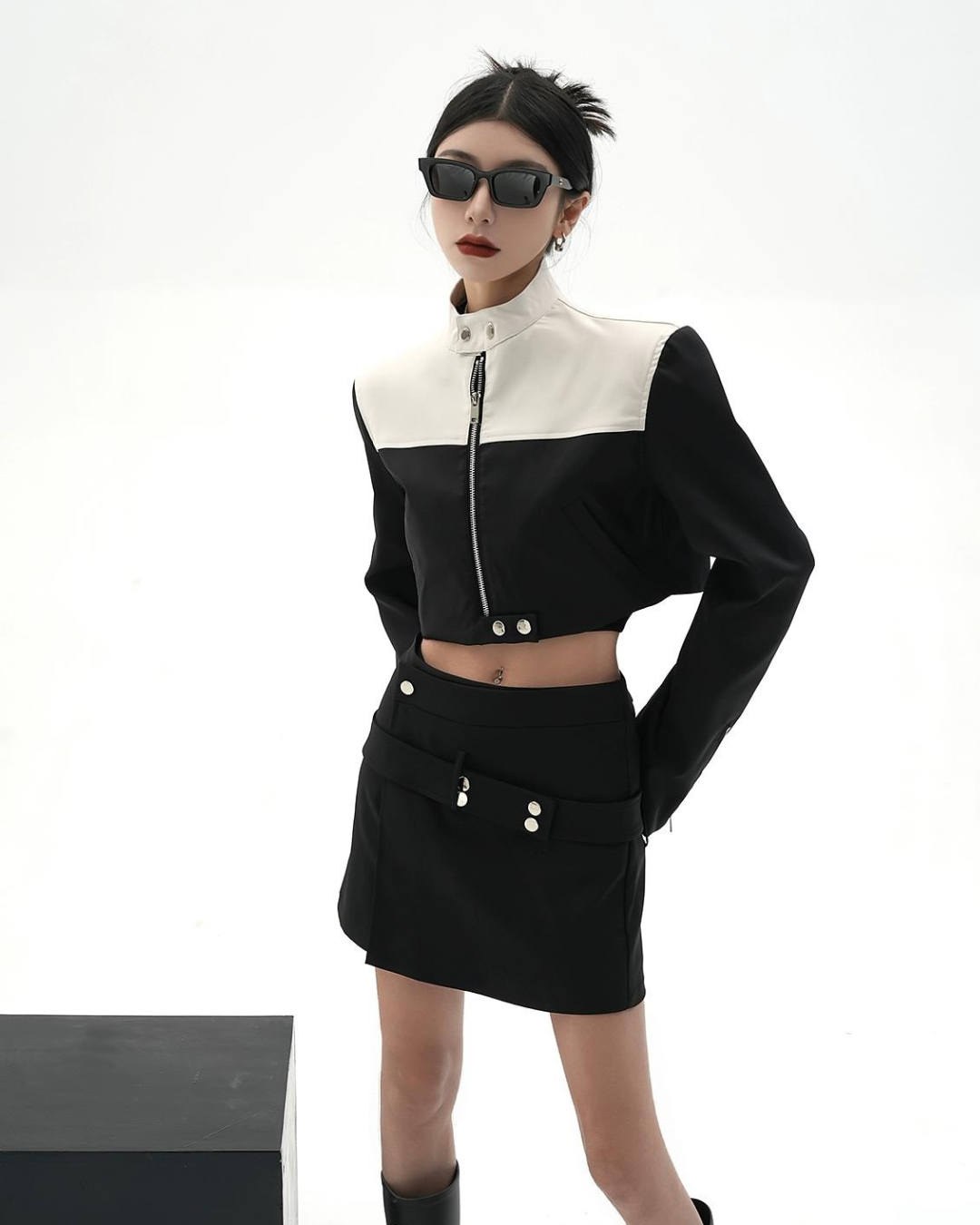 Bicolor High Waist Riders Jacket