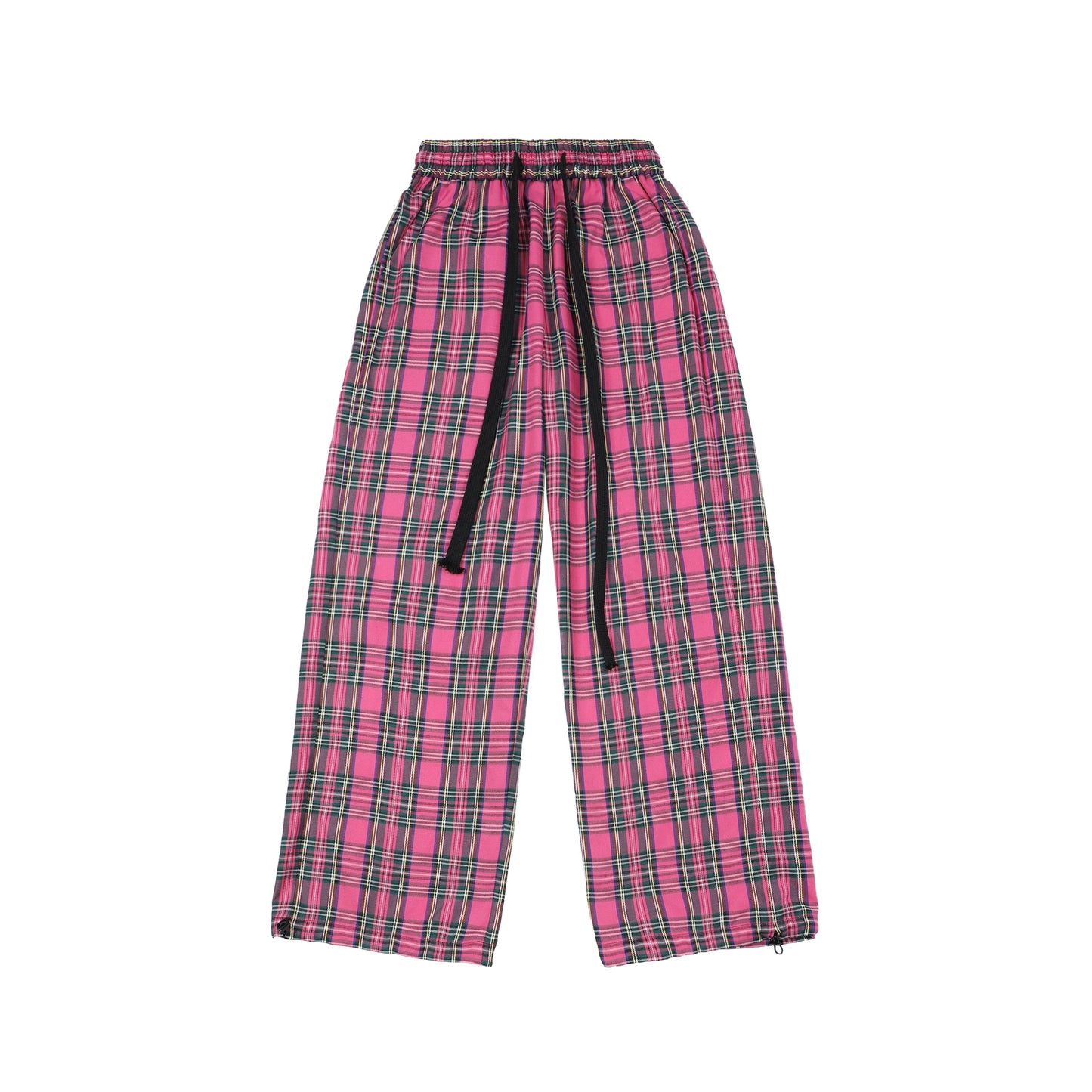 High Waist Loose Casual Check Pants