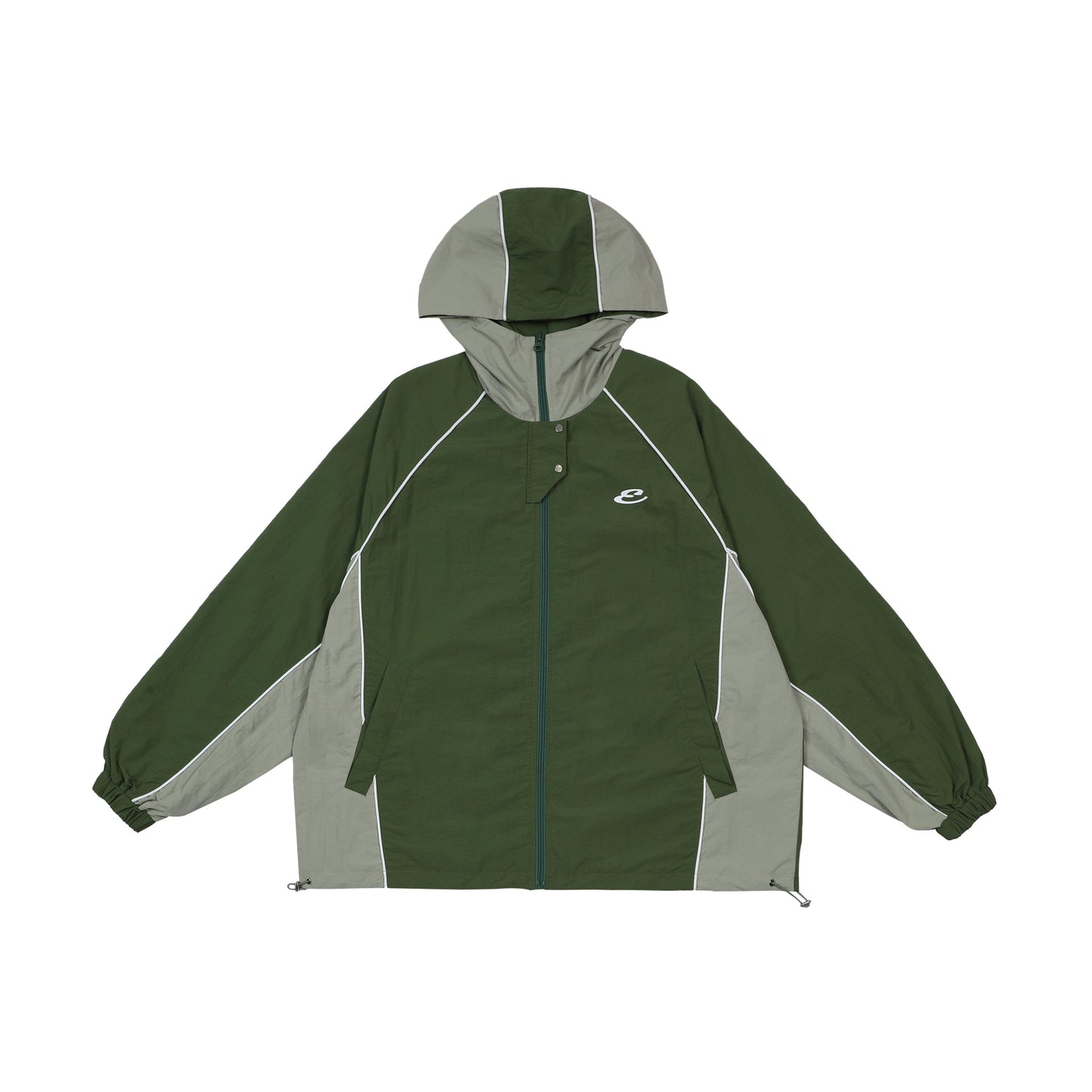 Raglan design hooded outdoor jacket