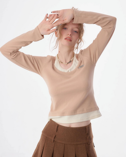 Halter Neck Layered Long Sleeve Knit