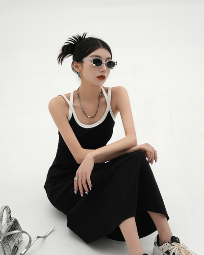 Street Slim Black Camisole Dress