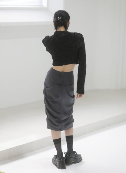 High Waist Tight Skirt with Draped Design