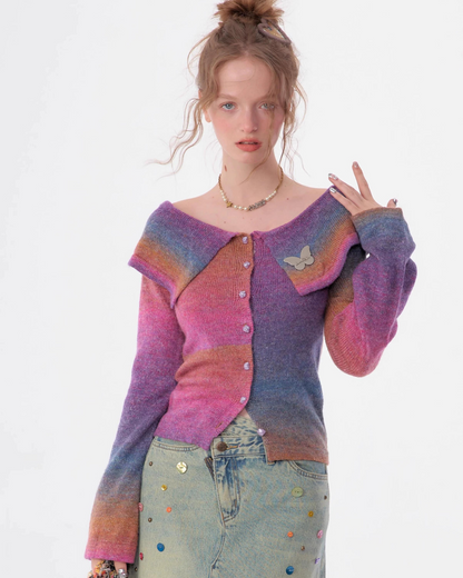 Big Color Flared Sleeve Knitted Tops