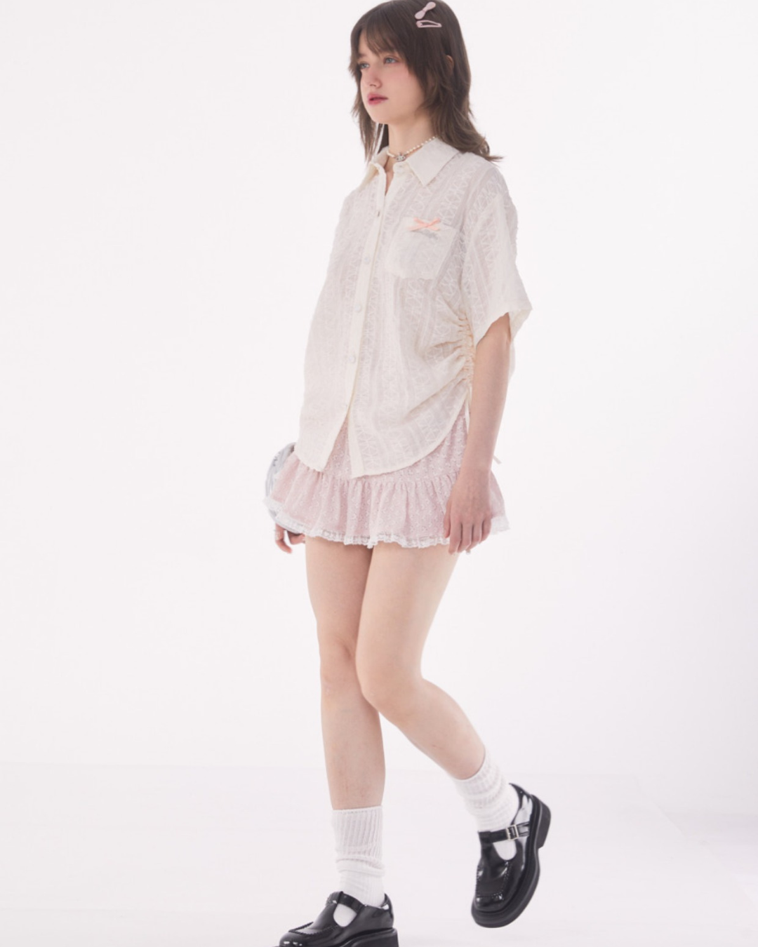 Retro Lace Short Sleeve Shirt