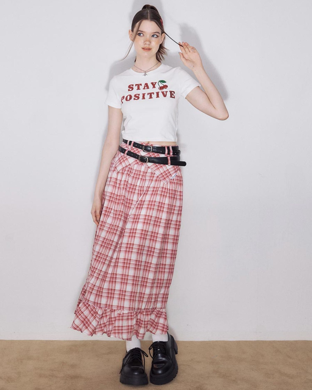 American Retro Red Plaid Skirt