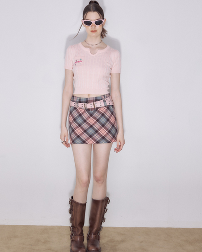 Retro High Waist Plaid Skirt