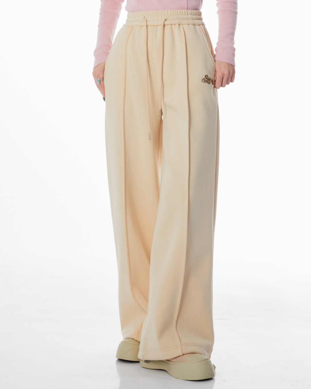 Retro Pink Velvet Wide-leg Pants