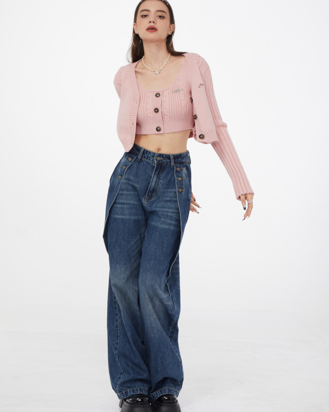 Waisted Straight Trousers Jeans