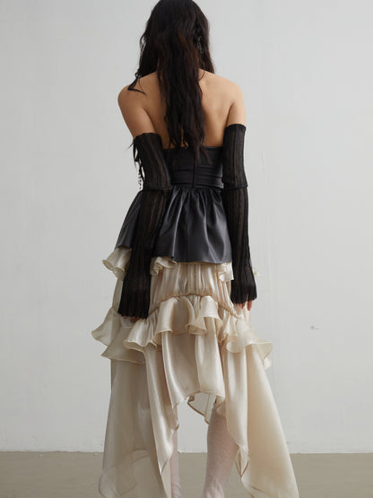 Punk Imitation Leather Tube Top