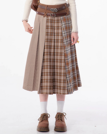 Retro Plaid Pleated Skirt