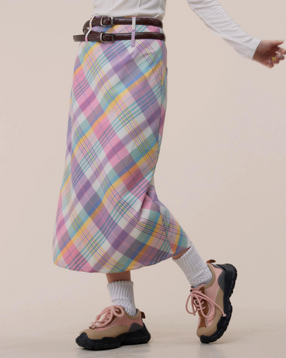 Retro High Waist Plaid Skirt