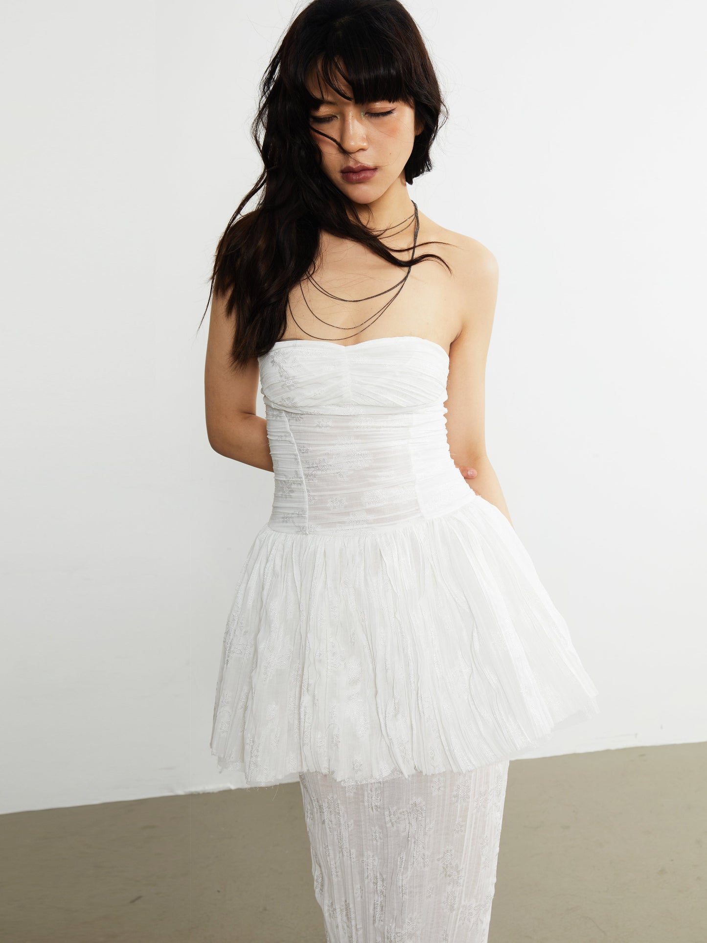 Ruffle Tulle Tube Top 2way Dress