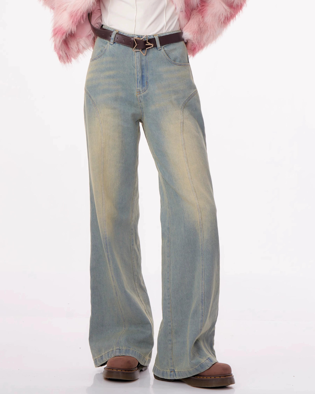 Wash High Waist Wide Denim