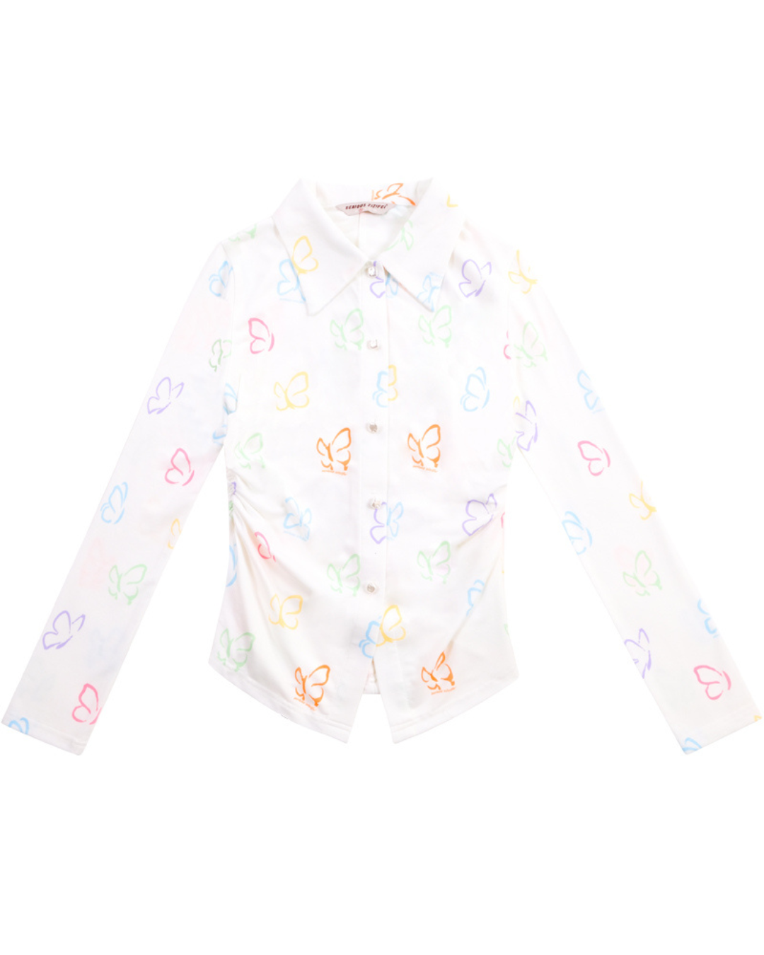 Butterfly Long Sleeve White Shirt