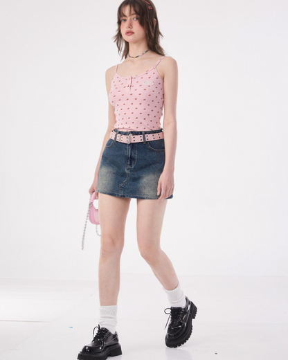 Cherry Short Sleeveless Top