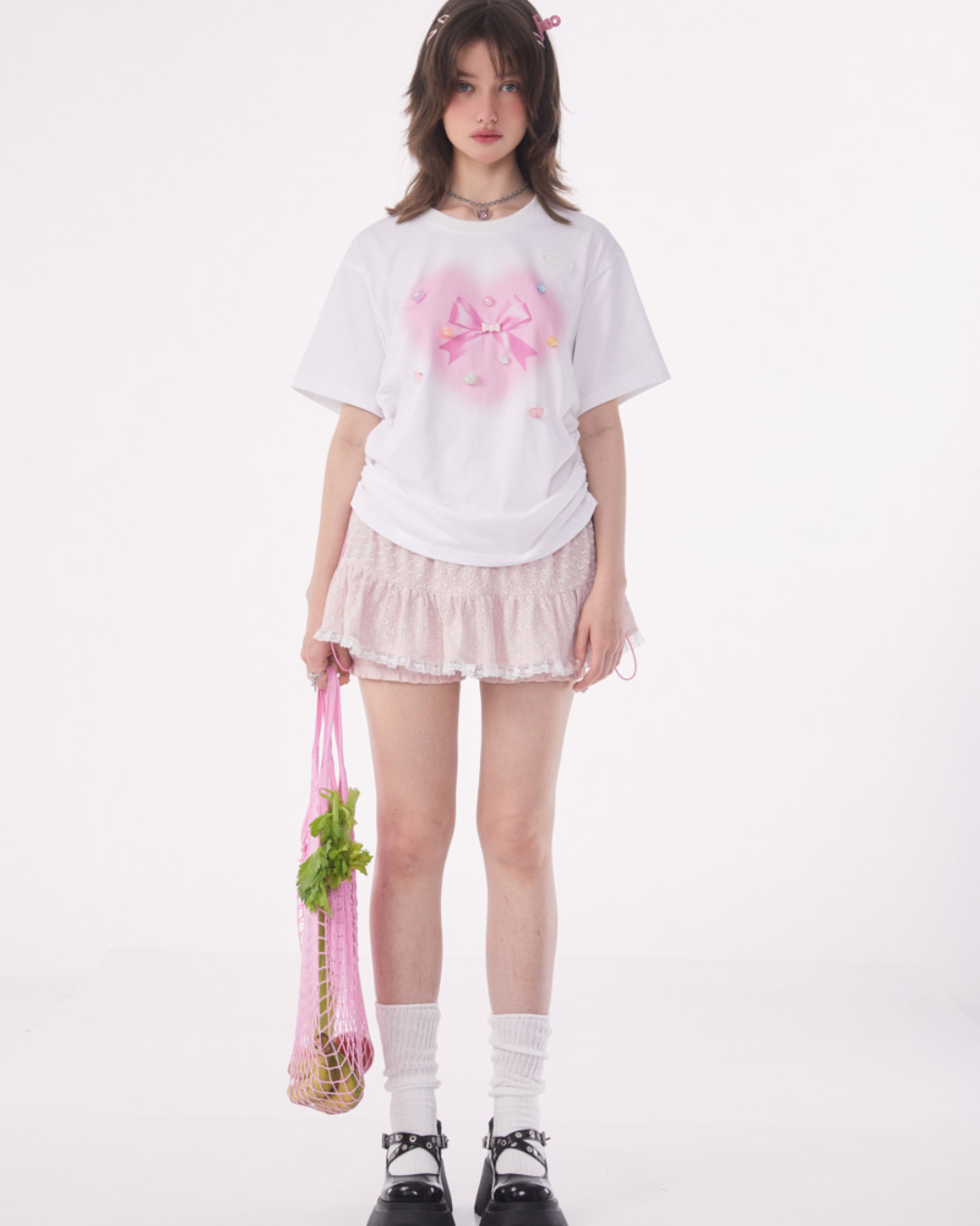 Ribbon Logo Print T-Shirt