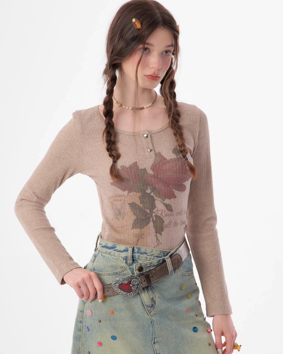 Flower Print Long Sleeve T-Shirt