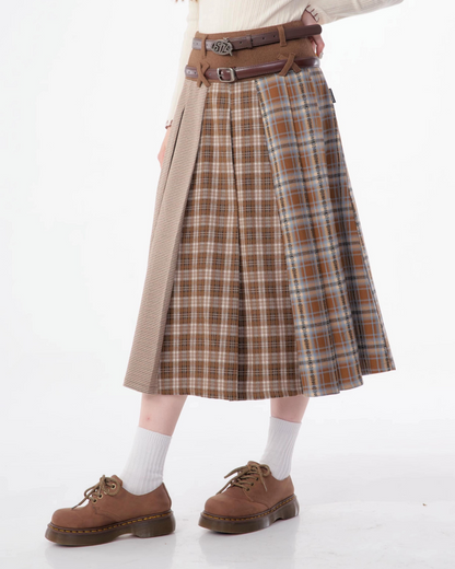 Retro Plaid Pleated Skirt