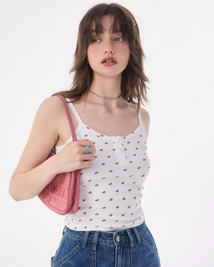 Cherry Short Sleeveless Top