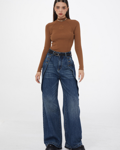 Waisted Straight Trousers Jeans