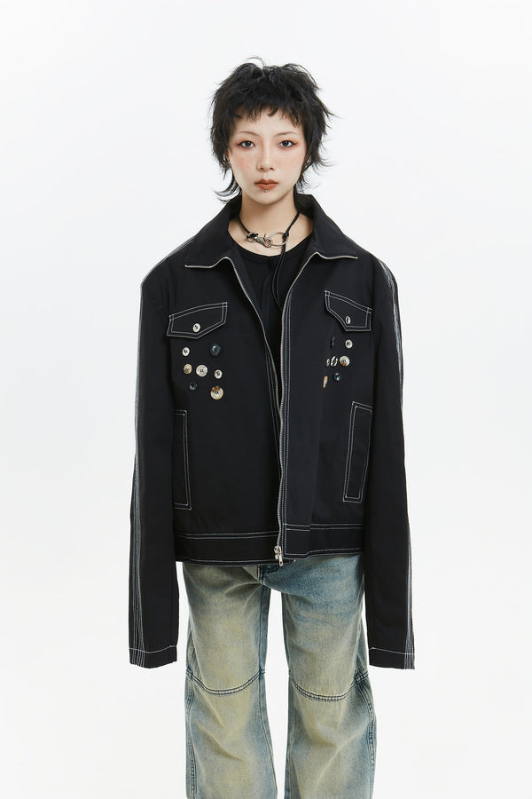 American badge design oversized jacket