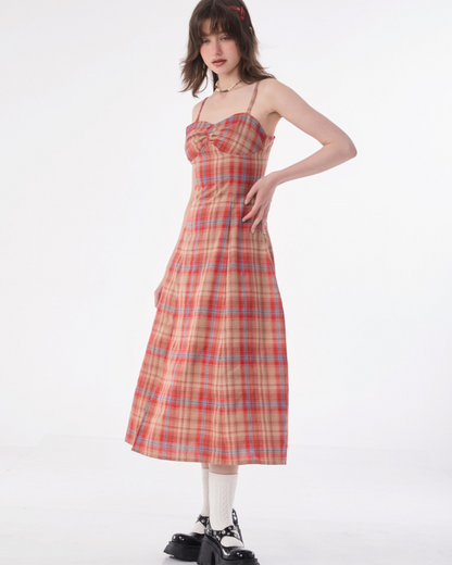 Retro Plaid Camisole -Kleid