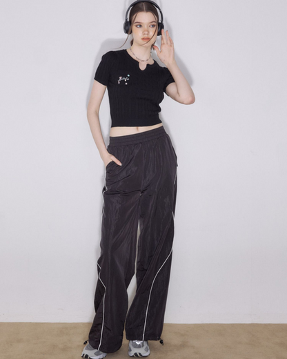 Side Wave Line Nylon Pants