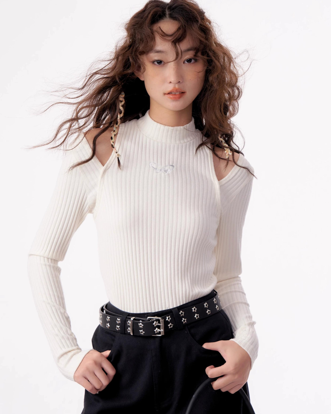 Slit Shoulder Rib Knit