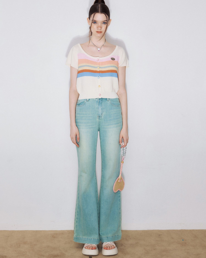 Light Blue High Waist Straight Denim