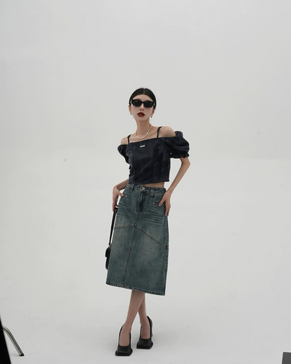 American Street Wash Denim Skirt