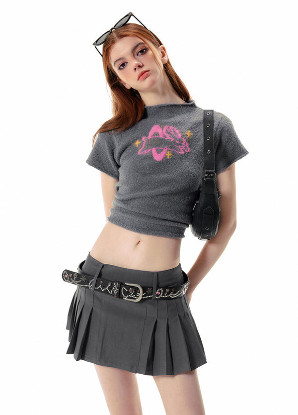 Backless Bucler Rabbit Print T-Shirt