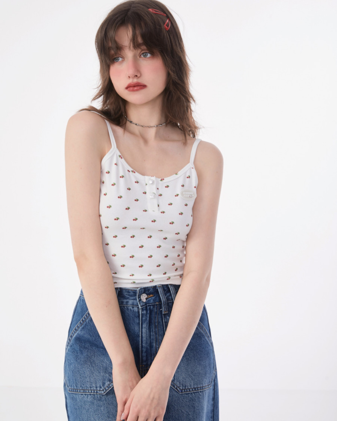 Cherry Short Sleeveless Top