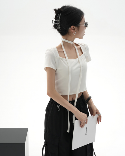 Square Neck Cropped T-Shirt