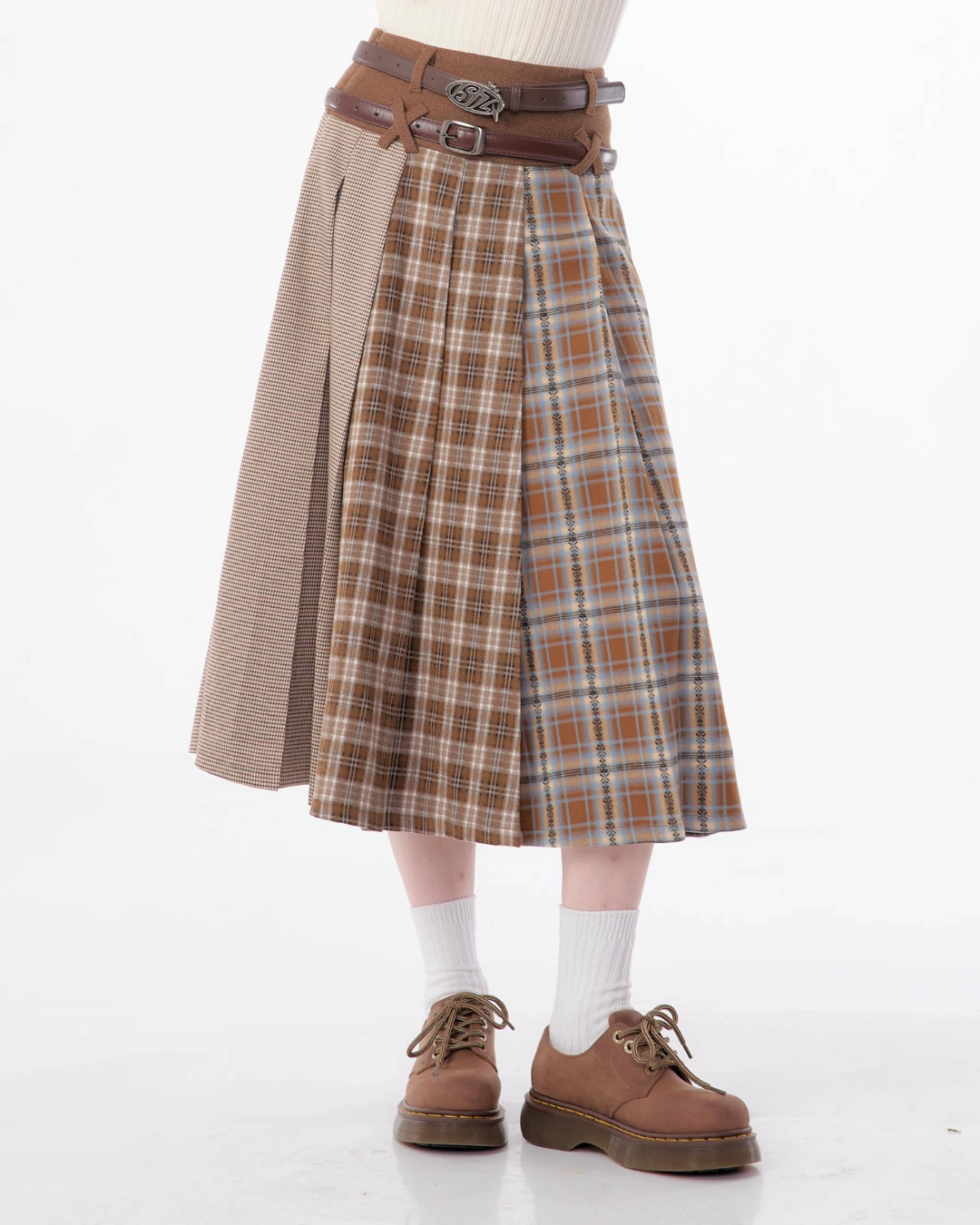 Retro Plaid Pleated Skirt