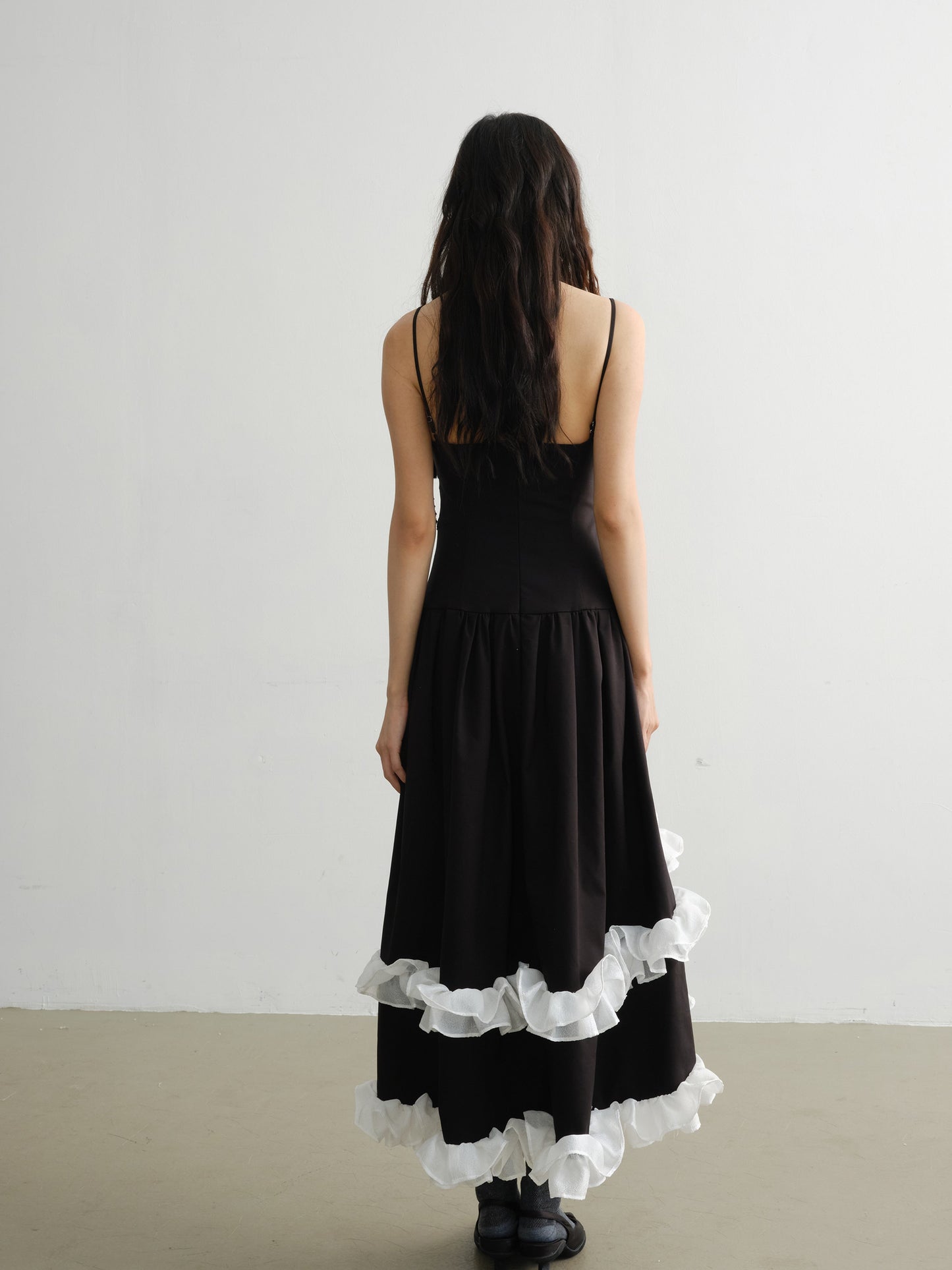 Punk Style Rivets Decorated Contrasting Lace Irregular Dress