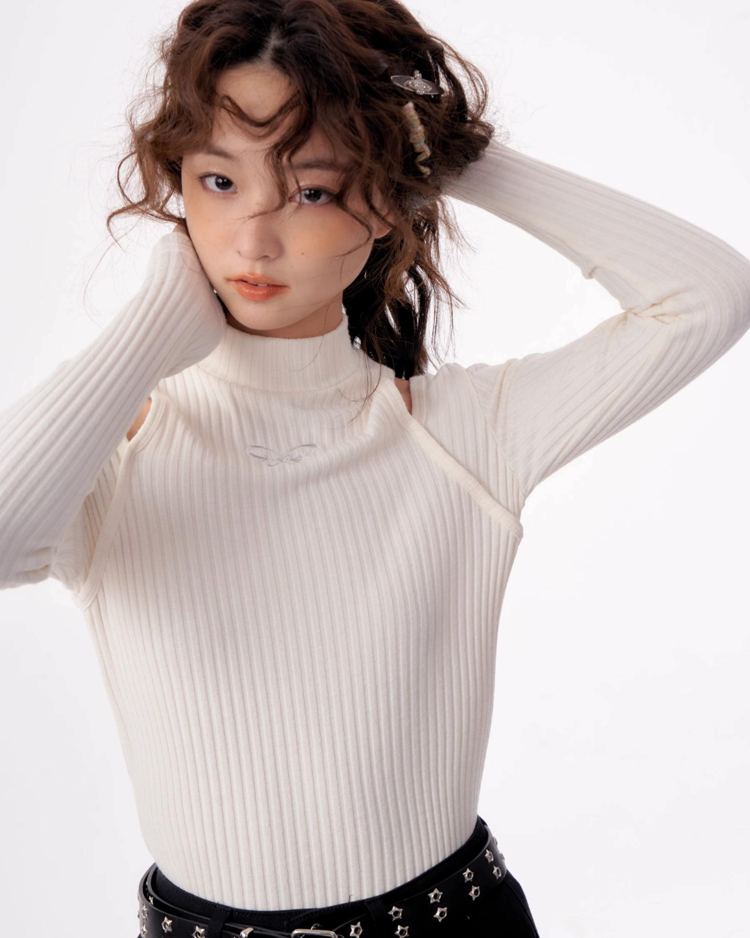 Slit Shoulder Rib Knit