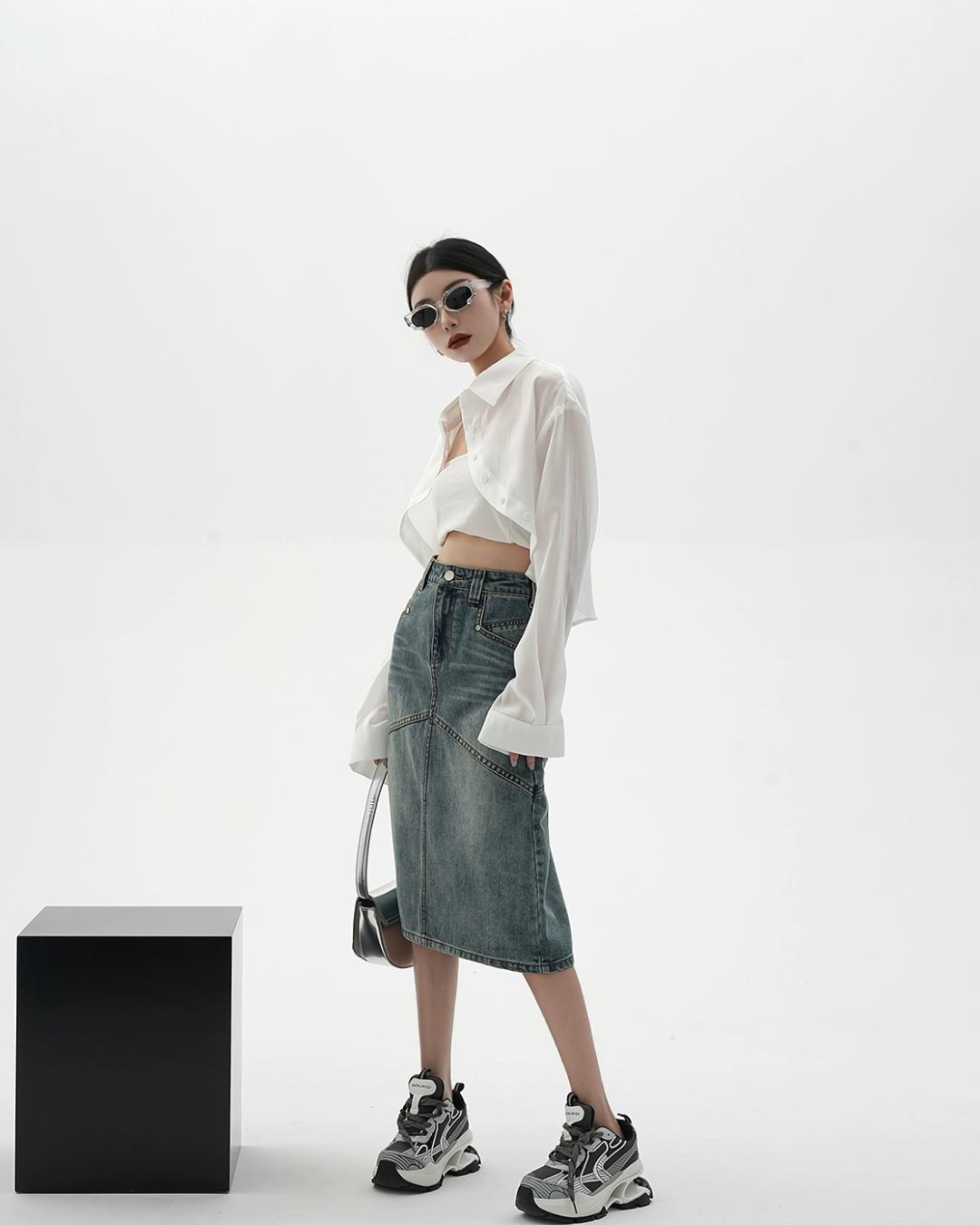 American Street Wash Denim Skirt