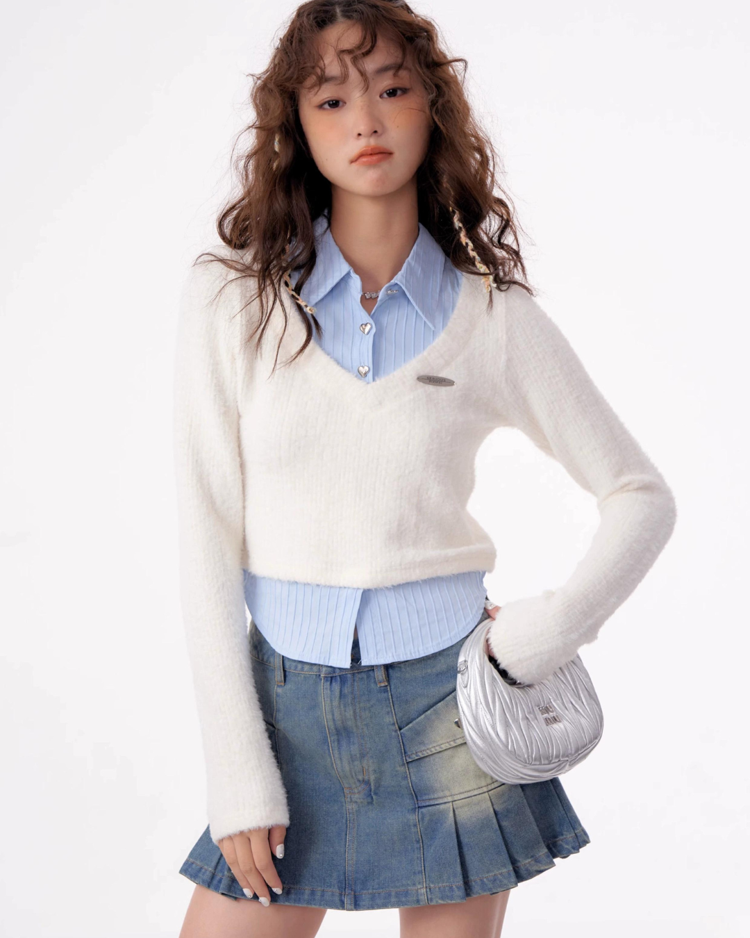 Shirt Layered V-Neck Knit