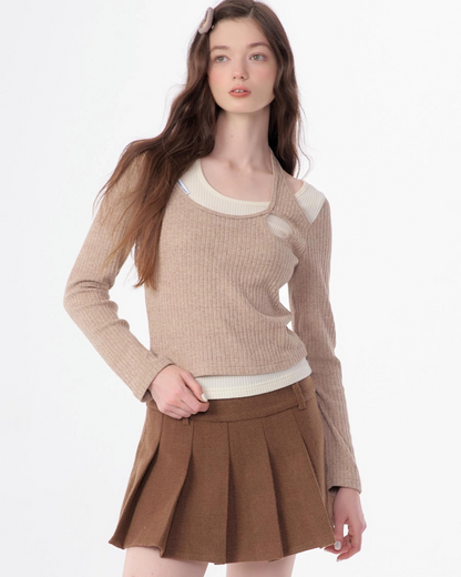 Halter Neck Long Sleeve Knit