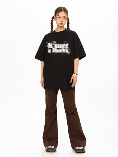 Street Smoke Letter Print T-Shirt