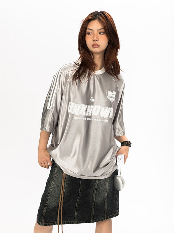 Round Neck Loose Letter Print T-Shirt