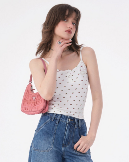 Cherry Short Sleeveless Top