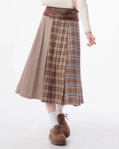 Retro Plaid Pleated Skirt